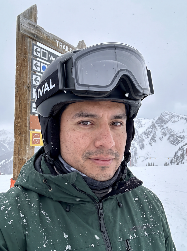 Rider wearing NIVAL heated goggles