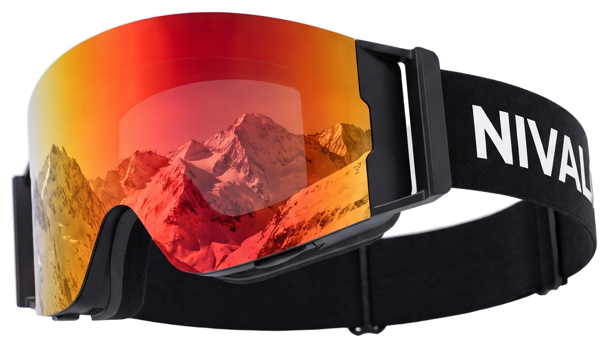 NIVAL heated goggle with red mirror lens