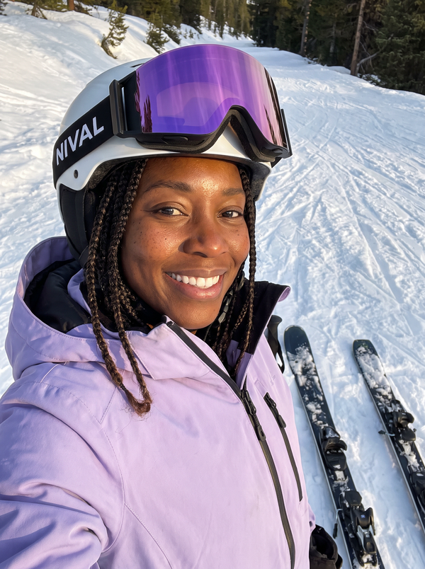 Rider wearing NIVAL heated goggles